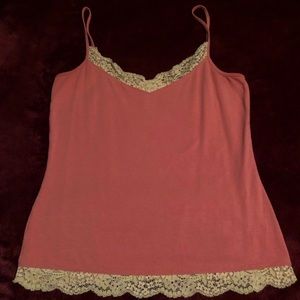Ann Taylor pink and creme lace tank top